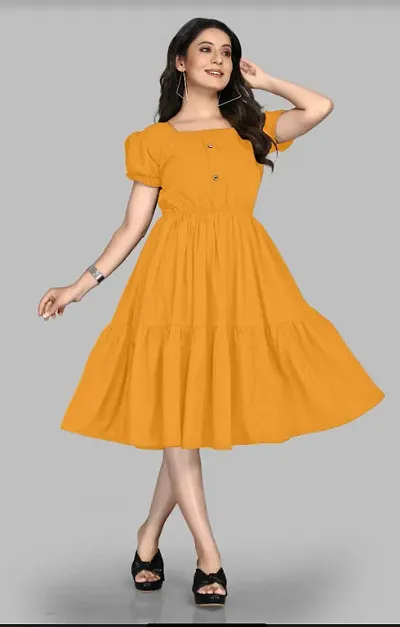 Stylish Rayon Solid A-Line Dress For Women