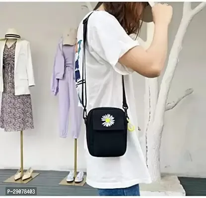 Trendy Black Embroidered Messenger Bag-thumb2