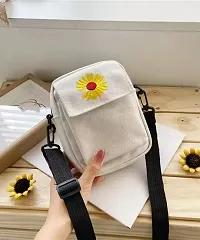 Trendy White Embroidered Messenger Bag-thumb1