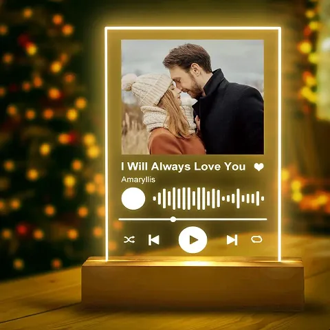 Custom Spotify Plaque Personalized Acrylic Song with Photo Album Cover Engraved Led Night Light with Picture Customized Gifts for Boyfriend Girlfriend
