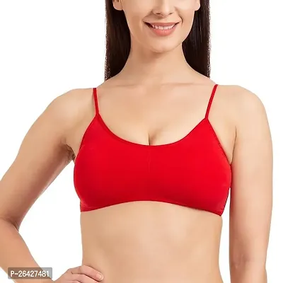 Stylish Cotton Red Non Padded Solid Bras For Women-thumb0