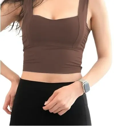 Women's & Girl's Plain Square Neck Bra Top (Removable Pads) Free-Size