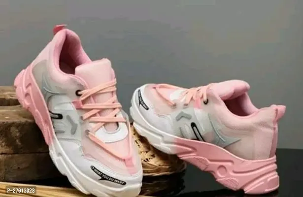 Elegant Pink Synthetic Casual Sneakers For Women-thumb3