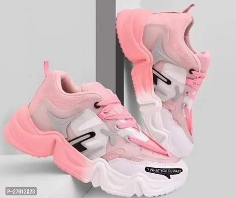 Elegant Pink Synthetic Casual Sneakers For Women-thumb0