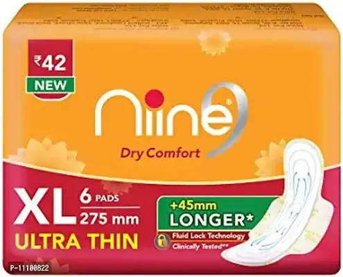 NIINE Dry Comfort Ultra Thin XL Sanitary Pads for women with Fluid Lock Gel Technology (Pack of 10) 60 Pads Count-thumb2