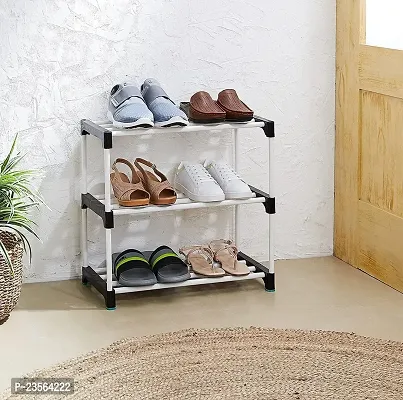 DEMARK Premium Multipurpose Portable Metal Shoe Rack for Home Storage, Easy to Move  Assemble (Random Colour-3 Shelves)-thumb3