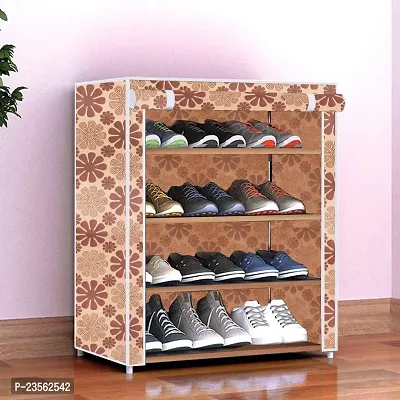 DEMARK Premium Shoe Rack Stand for Home Multipurpose Storage Organizer Lightweight with Iron Pipes Dust Proof Cover 4-Layer Shelves (Flower Print)-thumb3