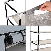 DEMARK Portable Shoe Rack Stand for Home Multipurpose Storage Organizer Lightweight with Iron Pipes Dust Proof Cover (Shoe-Rack-4-Layer, Grey)-thumb4