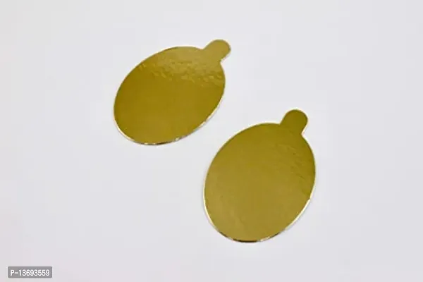 Golden Cake Base (Approx. 8 Cm) For Cupcakes In Various Designs Oval Shape: 24 Pieces-thumb0