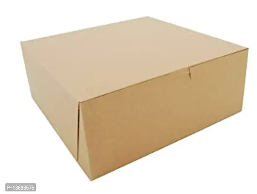 Kraft Paperboard Non Window Lock Corner Bakery Box, 10 Length X 10 Width X 4 Height (Case Of 15)-thumb0