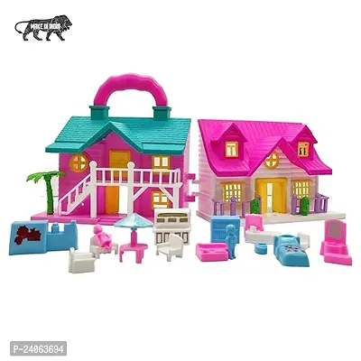ROZZBY Dollhouse for Girls 2 Room Set Funny Doll House Play Set for Girl Boys and Kids with Openable Door with Furniture New Big Made in India-thumb0