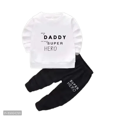 MY DADDY IS MY SUPER HERO PRINTED T-SHIRT AND PANT SET-thumb0