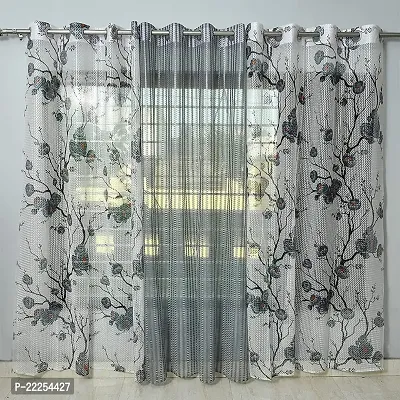 Stylish Polyester Printed Door Curtains, Pack Of 3-thumb0