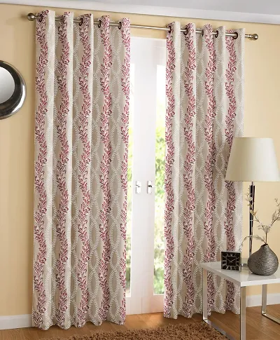 DAMAC Pink Window 5 Feet Length Polyester Readymade Room Darkening Curtains Pack of 2 Pieces