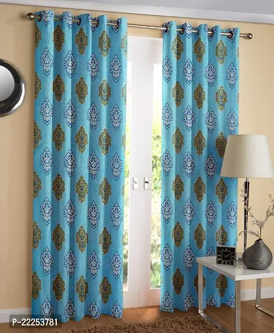 Stylish Polyester Printed Door Curtains, Pack Of 2-thumb0