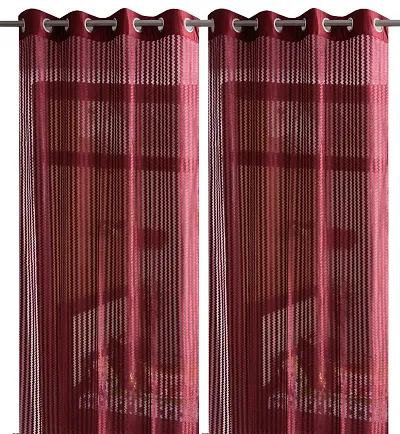 Jiyansh Decor 5ft 7ft 9ft Net Tissue Curtain for Window/Door/LongDoor Polyester Fabric Solid Pattern Curtains Semi Sheer Transparent Eyelet for Living Room, Set of 2