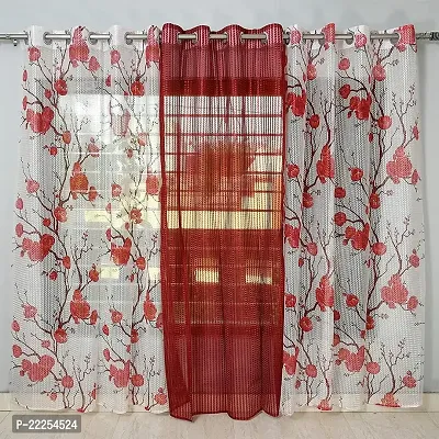 Stylish Polyester Printed Door Curtains, Pack Of 3-thumb0