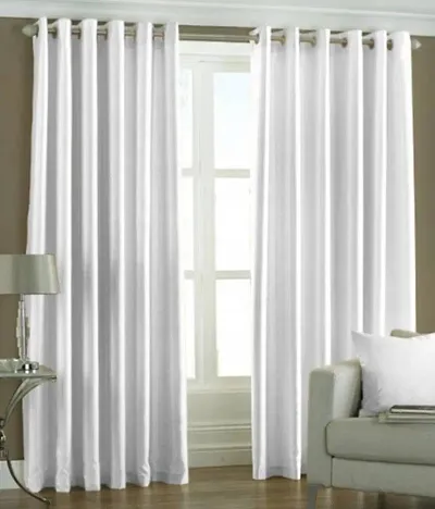Indian Online Mall Stylish Polyester Plain Curtain Set - Curtain(White)