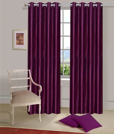 Classy Solid Polyester Long Door Curtains (9*4 ft) Set Of 3