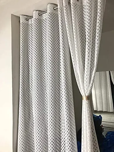UNNAK Net Transparent Curtain Drape | Semi Sheer Panels for Home and Office Decor | Eyelet Curtains for Living Room Kitchen Hall