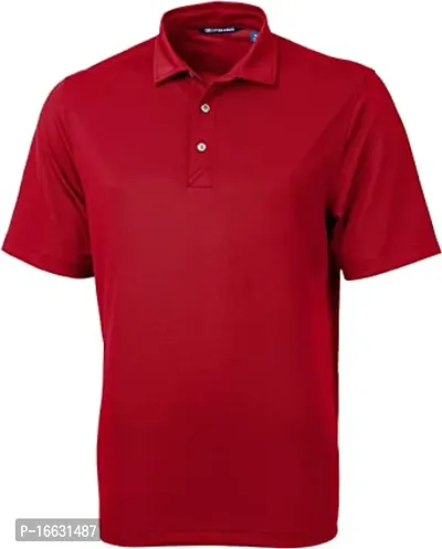 Reliable Magenta Acrylic Solid Polos For Men