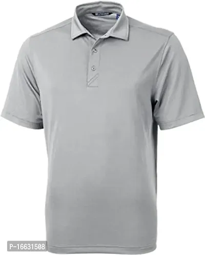 Reliable Grey Acrylic Solid Polos For Men