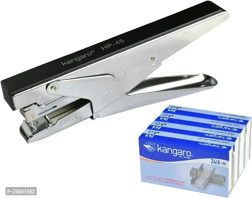 Kangaro Desk Essentials HP-45 All Metal Stapler | Standard Stapler with Quick Loading Mechanism | Sturdy  Durable for Long Time Use | Color May Vary, Pack of 1-thumb0
