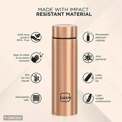 Basik Ruhi Single Walled Stainless Steel Bottle, Rose Gold, 930 ML-thumb2