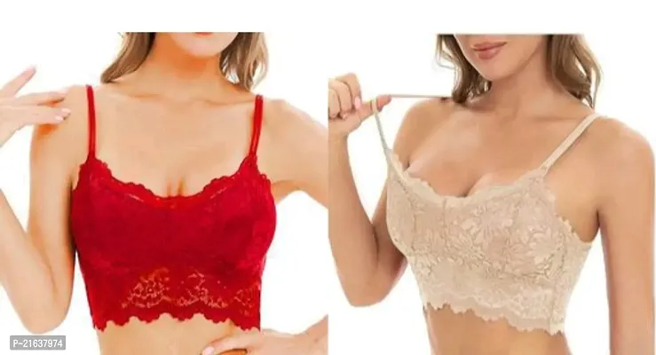 Stylish Fancy Designer Net Solid Bras For Women Pack Of 2-thumb0