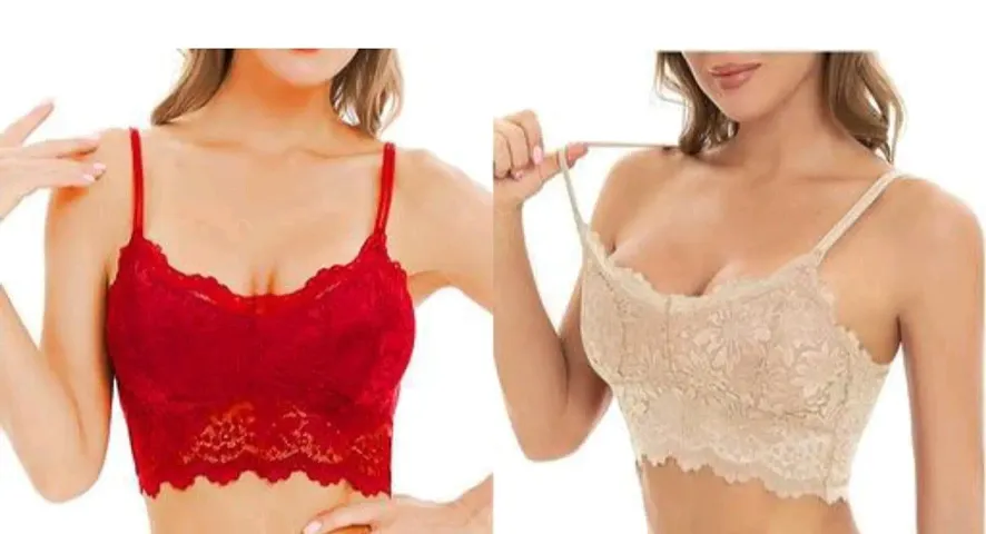 Stylish Fancy Designer Net Solid Bras For Women Pack Of 2