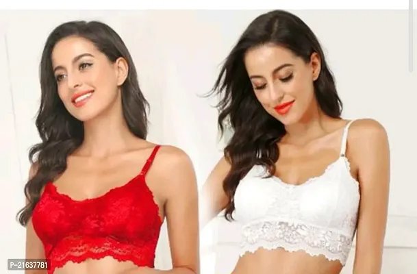 Stylish Fancy Designer Net Solid Bras For Women Pack Of 2-thumb0