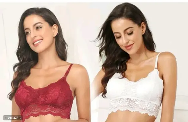 Stylish Fancy Designer Net Solid Bras For Women Pack Of 2