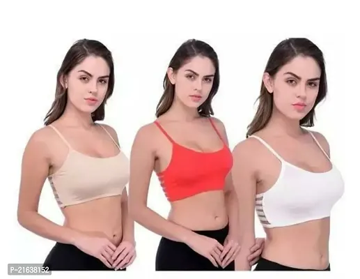 Stylish Fancy Designer Cotton Blend Solid Bras For Women Pack Of 3