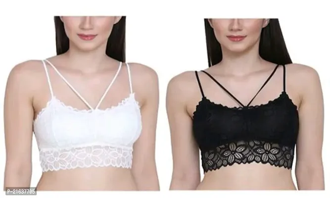 Stylish Fancy Designer Net Solid Bras For Women Pack Of 2