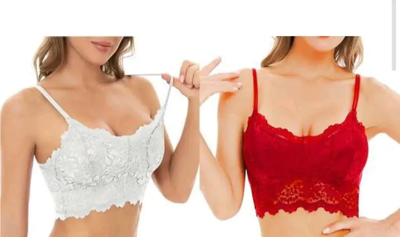 Stylish Fancy Designer Net Solid Bras For Women Pack Of 2