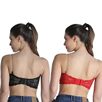 Stylish Net Lightly Padded Tube Bra With Straps Pack Of 2-thumb1