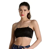 Stylish Net Lightly Padded Tube Bra With Straps Pack Of 2-thumb2