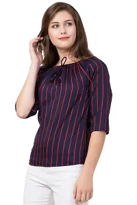 era style Casual Striped Printed Women top (Purple Strip, Medium)-thumb2