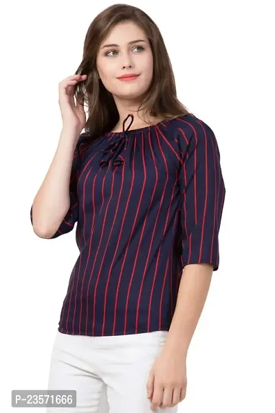 era style Casual Striped Printed Women top (Purple Strip, Medium)-thumb3