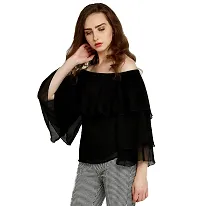 era style Black Color Shimmer Off Shoulder top for Women-thumb3