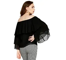 era style Black Color Shimmer Off Shoulder top for Women-thumb2