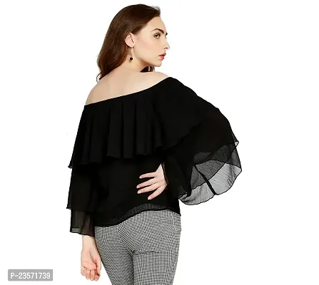 era style Black Color Shimmer Off Shoulder top for Women-thumb3