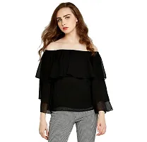 era style Black Color Shimmer Off Shoulder top for Women-thumb4