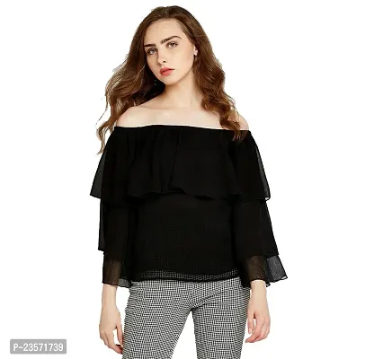 era style Black Color Shimmer Off Shoulder top for Women-thumb5