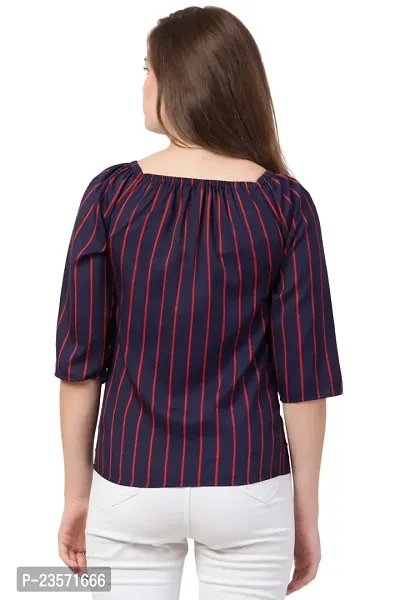 era style Casual Striped Printed Women top (Purple Strip, Medium)-thumb4