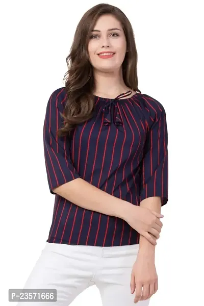 era style Casual Striped Printed Women top (Purple Strip, Medium)-thumb0