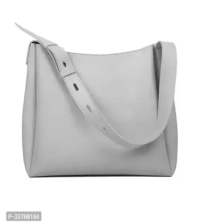 Stylish Grey PU Solid Handbags For Women and Girls Pack of 1-thumb0