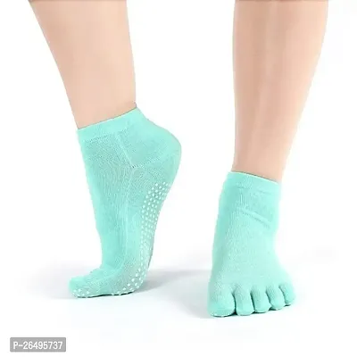 Digital Shoppy Womens Cotton Yoga Gym Non Slip Massage Toe Socks-thumb0