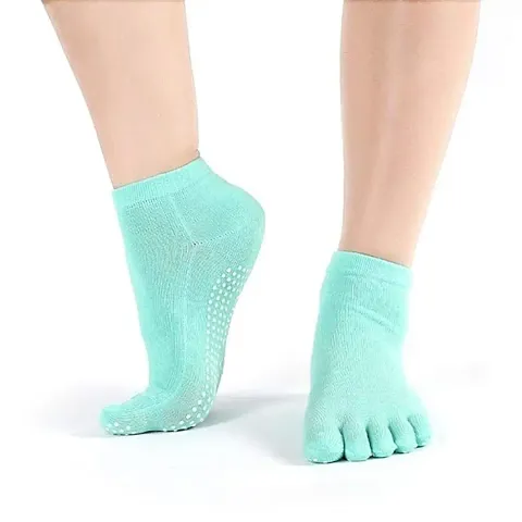 Digital Shoppy Womens Cotton Yoga Gym Non Slip Massage Toe Socks