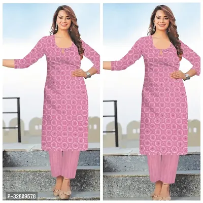 Beautiful Pink Cotton Blend Self Pattern A-Line Kurta Bottom Set For Women Pack Of 2-thumb0